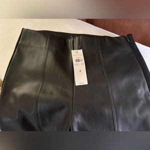 Ann Taylor- NWT- Black Faux Leather and material Pants/Leggings- Size 2